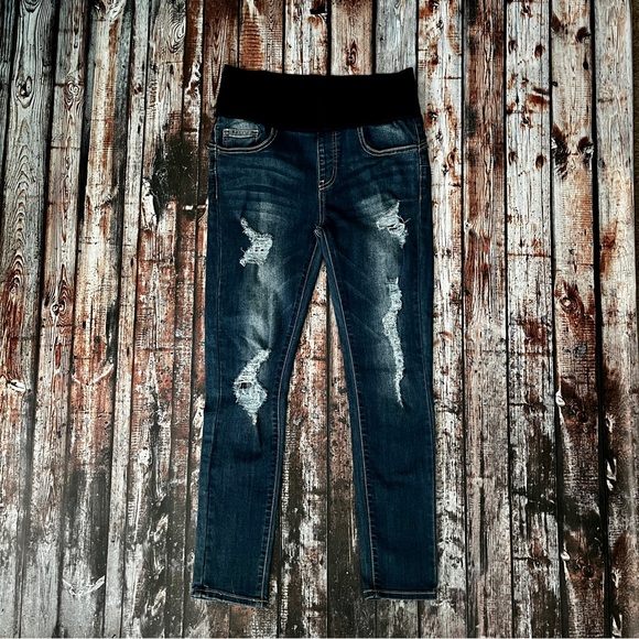 M. Rena Stretch Denim Distressed Skinny Jeans - Picture 1 of 6